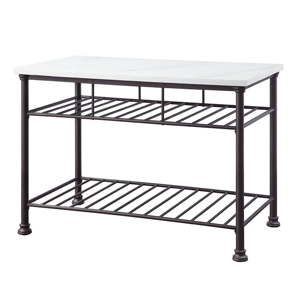 Freyja - Kitchen Island - White Cultured Marble Top & Gray