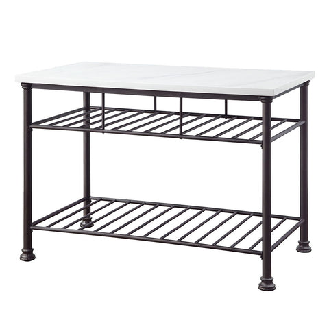Freyja - Kitchen Island - White Cultured Marble Top & Gray