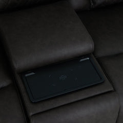 Wendell - Power Motion Loveseat With Console, Wireless Charger, Storage, USB & LED - Dark Gray