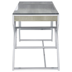 Emelle - Glass Top Writing Desk - Gray Driftwood