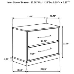 Fenwick - 2-Drawer Nightstand Bedside Table - Gray Oak