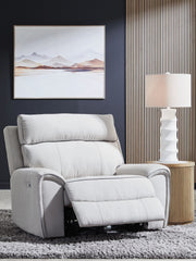 Social Pointe - Power Recliner / Adjustable Headrest - Pearl / Ash