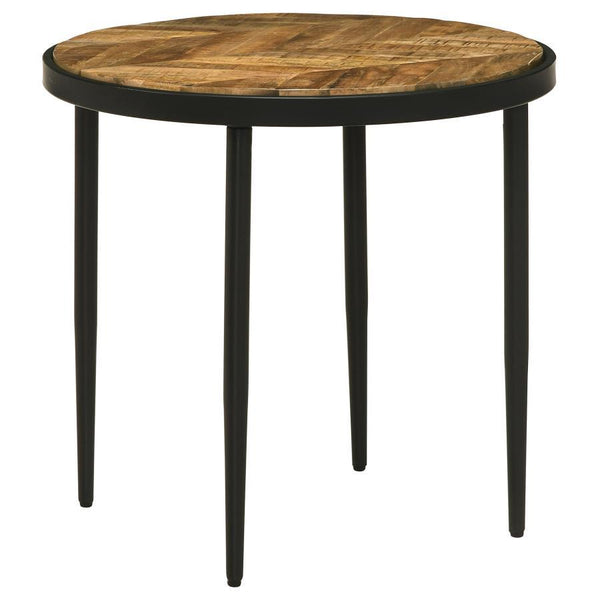 Hayden - Round Wood Top Side Table - Natural Mango And Black