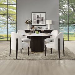 Clayten - Server - White Natural Marble Top & Espresso