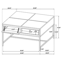 Stephie - 4-Drawer Square Glass Top Coffee Table - Honey Brown