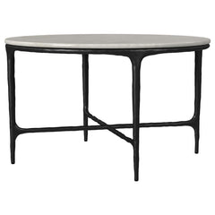Hermas - Round Genuine Marble Top Metal Coffee Table - White