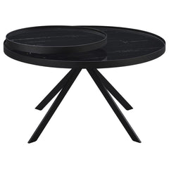 Briggs - Round Marble Printed Glass Top Coffee Table