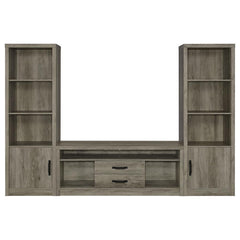 Burke - 3-Shelf Engineered Wood Media Tower - Gray Driftwood