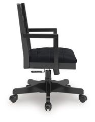 Wildenauer - 4 Pc. - Home Office Desk And Return, Swivel Desk Chair, Bookcase - Brown / Black