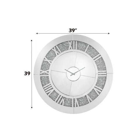 Noralie - 39" Wall Clock - Mirrored & Faux Diamonds