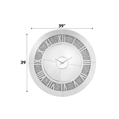 Noralie - 39" Wall Clock - Mirrored & Faux Diamonds
