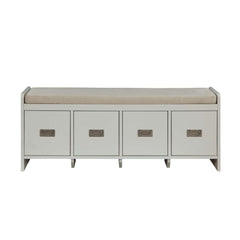 Berci - Bench - Beige Fabric & White