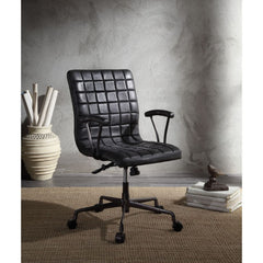 Barack - Executive Office Chair - Vintage Black Top Grain Leather & Aluminum