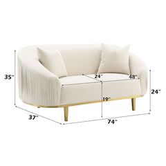 Martina - Loveseat With 2 Pillows - Ivory Velvet