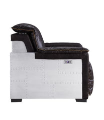 Misezon - Power Motion Recliner - Dark Top Grain Brown Leather & Aluminum