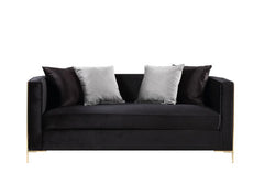 Fergal - Loveseat - Black Velvet & Gold Finish