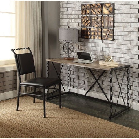 Jodie - Writing Desk (Same Ac00905) - Rustic Oak & Antique Black