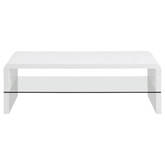 Airell - Rectangular Coffee Table With Shelf - White High Gloss