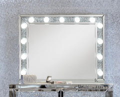 Wilmer - Rectangular Table Vanity Mirror With Lighting - Silver