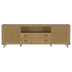 Arini - Rattan Cane 2-Door TV Stand Media Console - Sand Wash