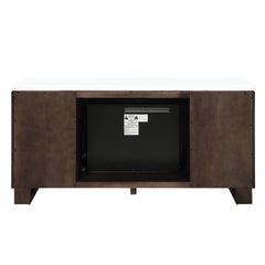 Edwyn - Server With Fireplace - Natural Marble Top & Espresso