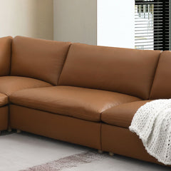 Brighton - Modular Armless Chair - Brown Top Grain Leather