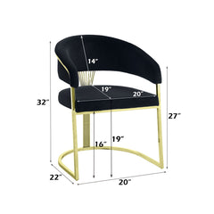Fallon - Side Chair - Black Velvet & Mirrored Gold