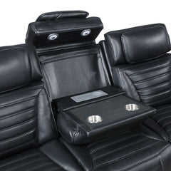 Ephron - Power Motion Sofa With Dropdown Table, Wireless Charging, Reading Light, Power Headrests & LED - Black