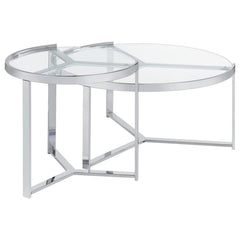 Delia - 2 Piece Round Glass Top Nesting Coffee Table