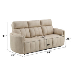 Elison - Motion Sofa - Dark Beige Polish Microfiber