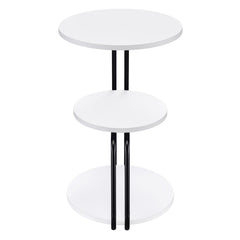 Hilly - 3-Tier Round Accent Side Table - White And Black