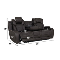 Wendell - Power Motion Sofa With Dropdown Table, Storage, USB & LED - Dark Gray