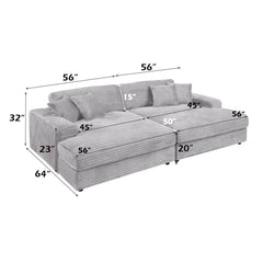 Hilde - Sectional Sofa With 4 Pillows - Gray