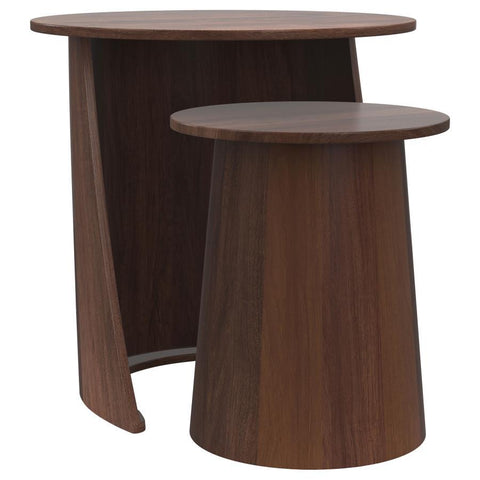 Yency - 2-Piece Round - Mango Wood Nesting Table Set - Dark Brown