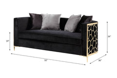 Fergal - Loveseat - Black Velvet & Gold Finish