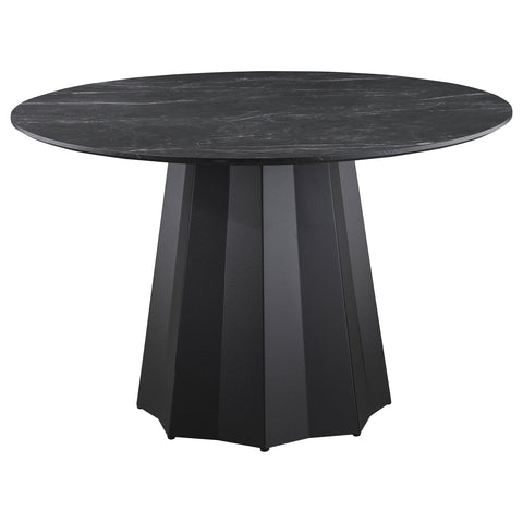 Camden - Round 48" Faux Marble Top Dining Table - Black