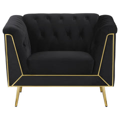 Holly - Tuxedo Arm Tufted Back Chair - Black