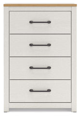 Linnocreek - White / Warm Brown - Four Drawer Chest