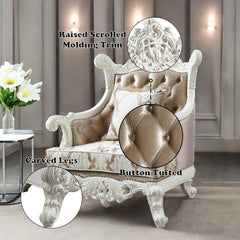 Vanaheim - Chair - Fabric & Antique White Finish