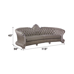 Dresden - 43" Sofa With 5 Pillows - Synthetic Leather & Vintage Bone White