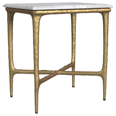 Baldwin - Rectangular Marble Top Side Table - White And Gold