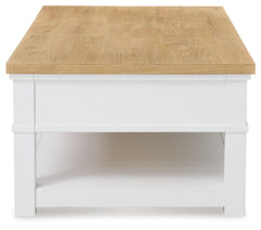 Ashbryn - White / Natural - Rectangular Cocktail Table