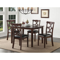 Ingeborg - 5 Piece Dining Set - Black Synthetic Leather & Espresso