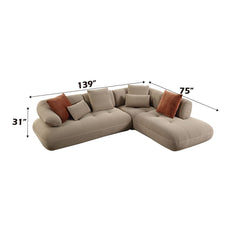 Carrick - Sectional Sofa With 6 Pillows - Beige