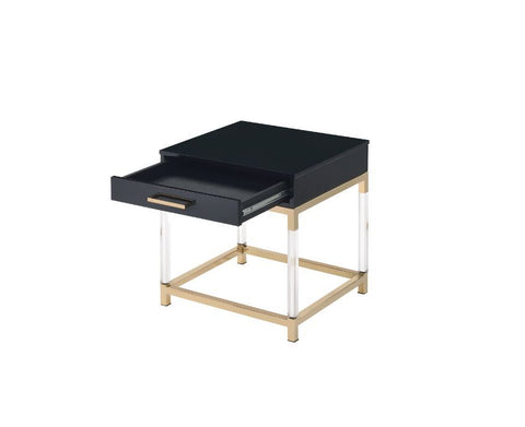 Adiel - End Table - Black & Gold Finish