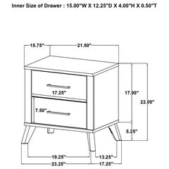 Kaywood - 2-Drawer Nightstand Bedside Table - Natural Pine