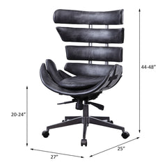 Megan - Executive Office Chair - Vintage Black Top Grain Leather & Aluminum