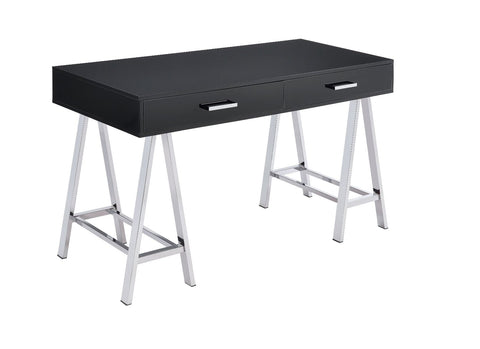 Coleen - Desk - Black High Gloss & Chrome Finish