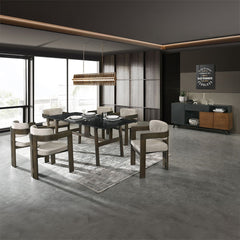 Destin - Dining Table - Sintered Stone & Walnut Finish