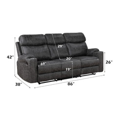 Hirah - Motion Sofa - Dark Gray Polish Microfiber